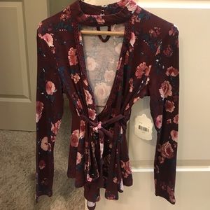 Brand new floral wrap shirt from altered state!!